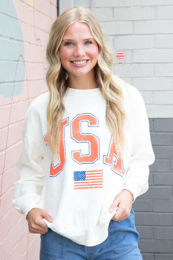 Flag Sunday Sweatshirt, Sea Salt | Z Supply