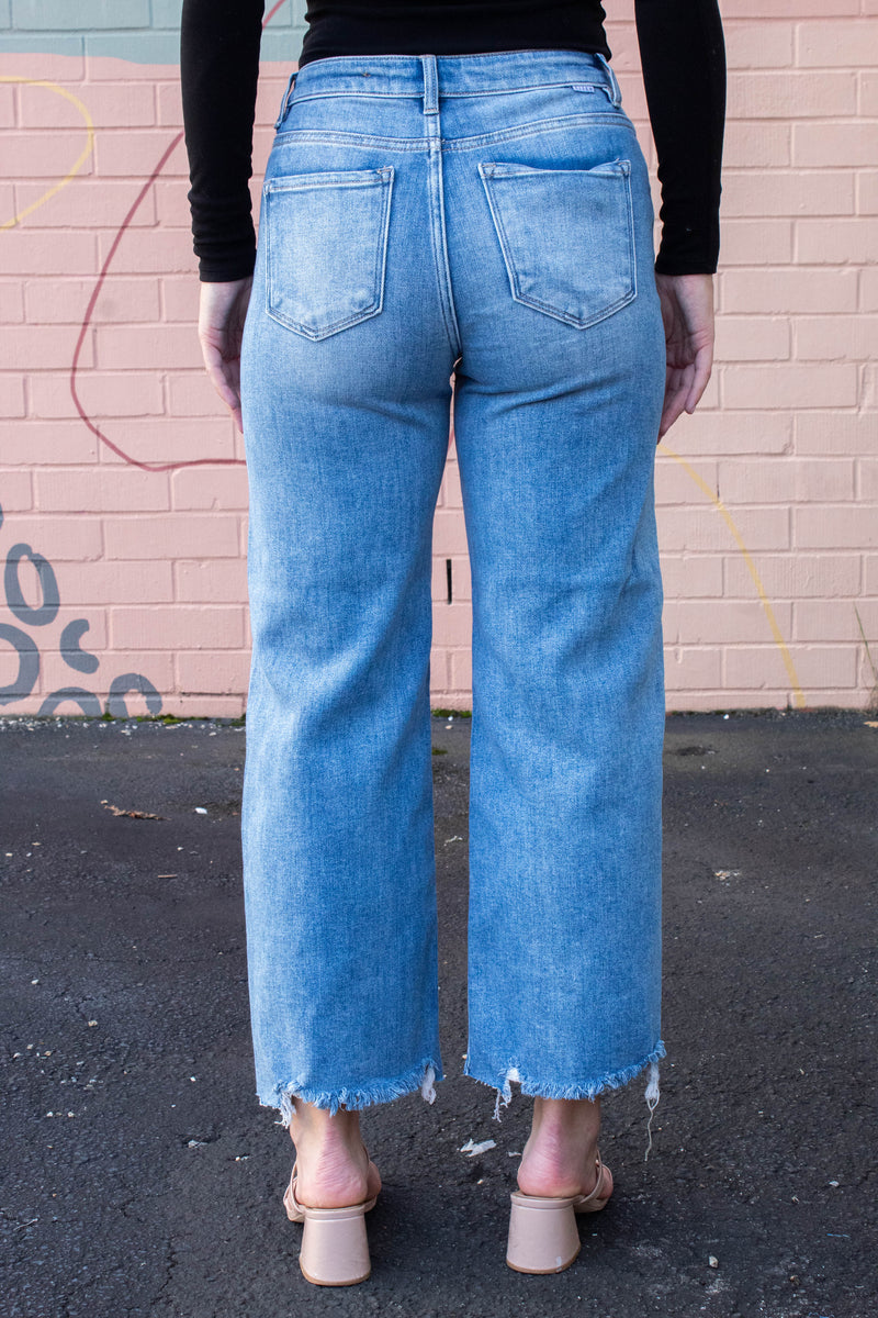 Charlotte High Rise Lightly Distressed Jeans, Medium