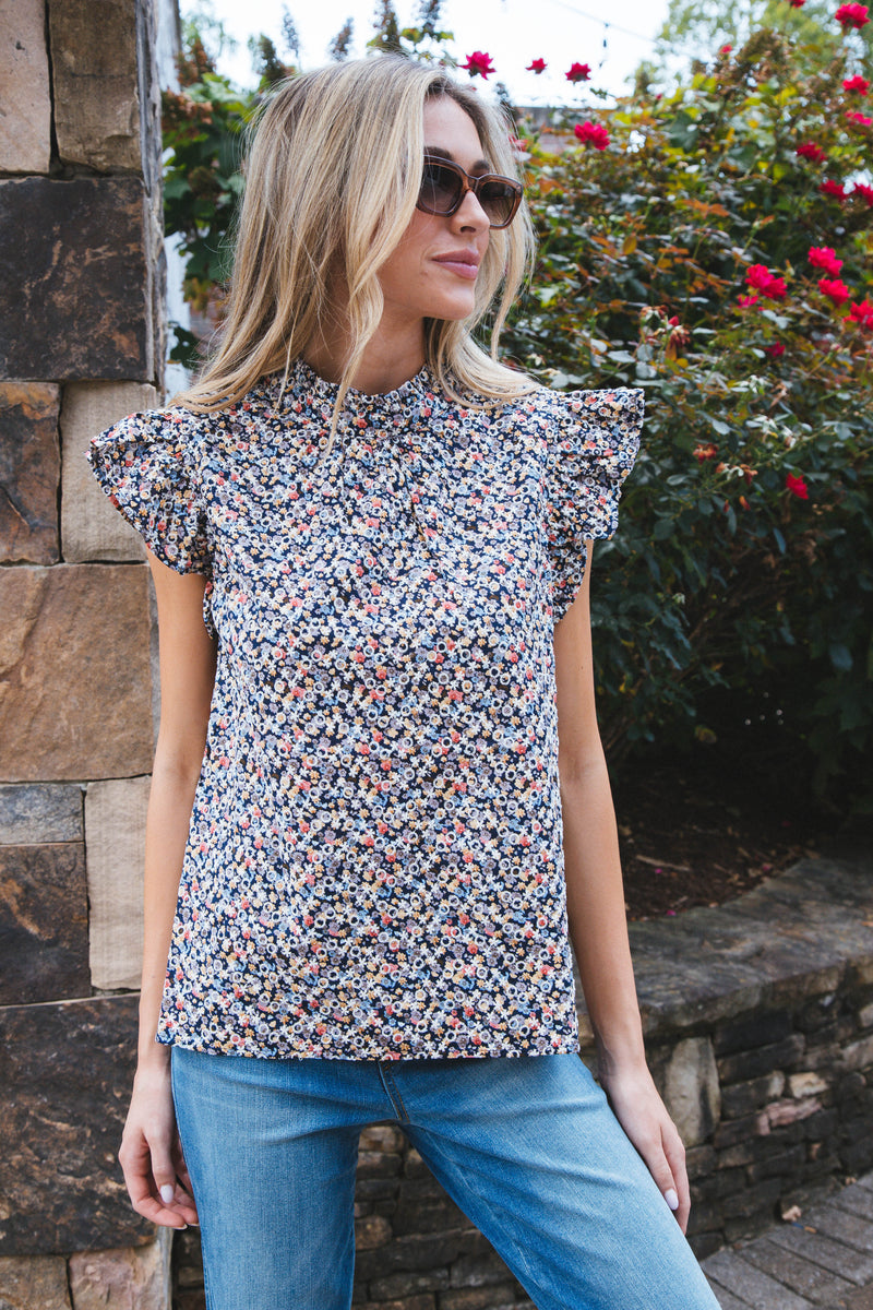 Tina Tie Back Blouse, Navy