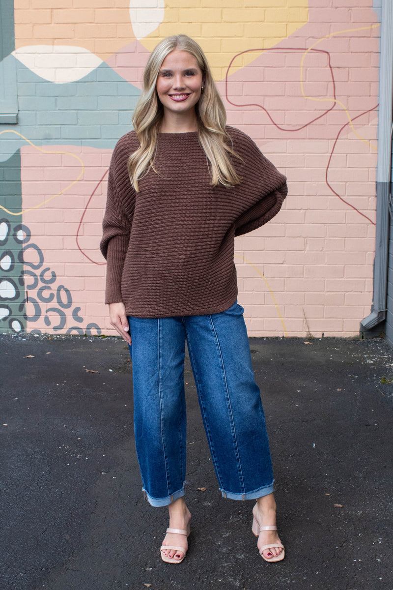 Maren High Rise Barrel Cuffed Jeans, Dark