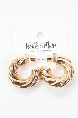 Whitley Thick Twisted Hoop Earring, Gold