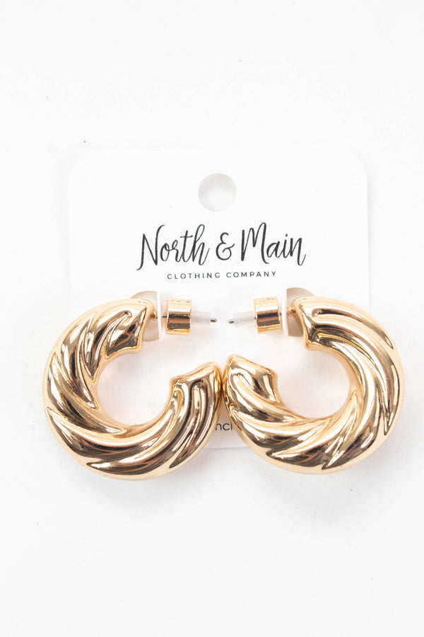 Whitley Thick Twisted Hoop Earring, Gold