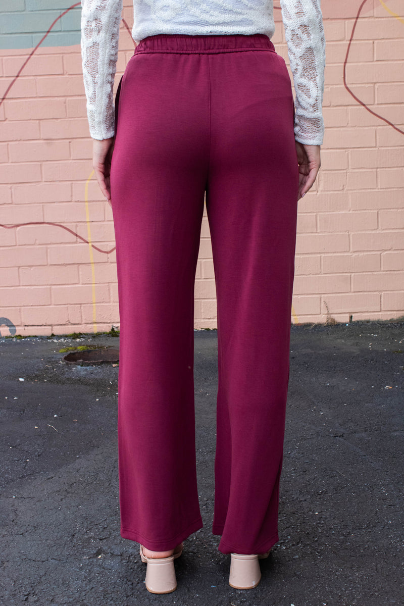 Mariella Brushed Modal Pull On Pants, Rosewood