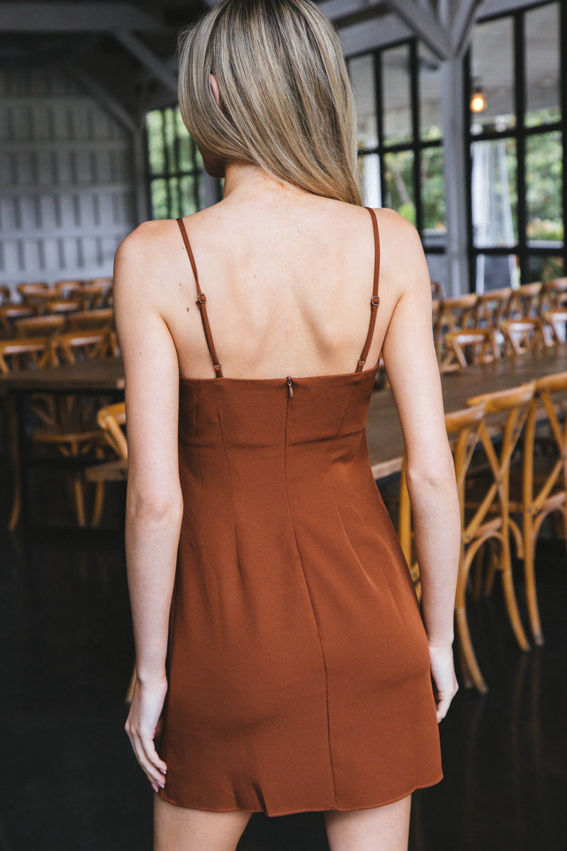 Coffee Date Mini Slip Dress, Brown | Sadie & Sage