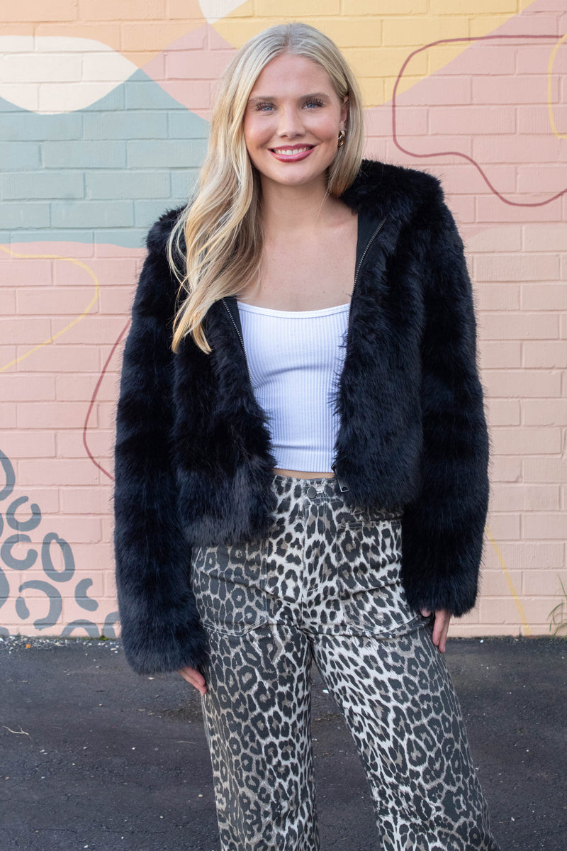Louder Please Fur Jacket, Black | Free People