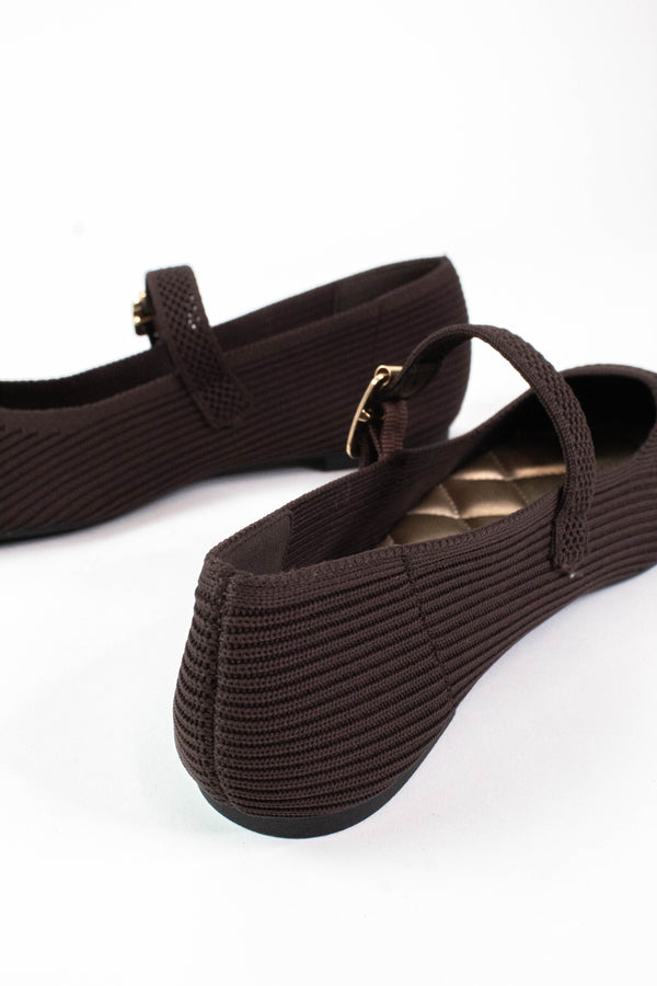 Brita Mary Jane Ballet Flat, Chocolate Knit