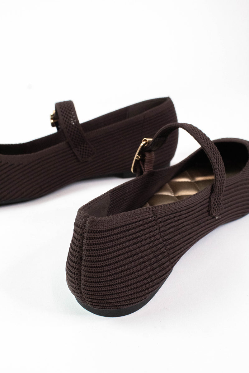 Brita Mary Jane Ballet Flat, Chocolate Knit