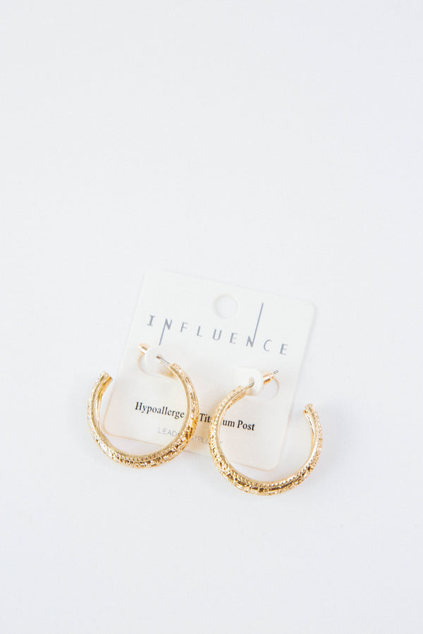 Haisley Textured Metal Hoops, Gold