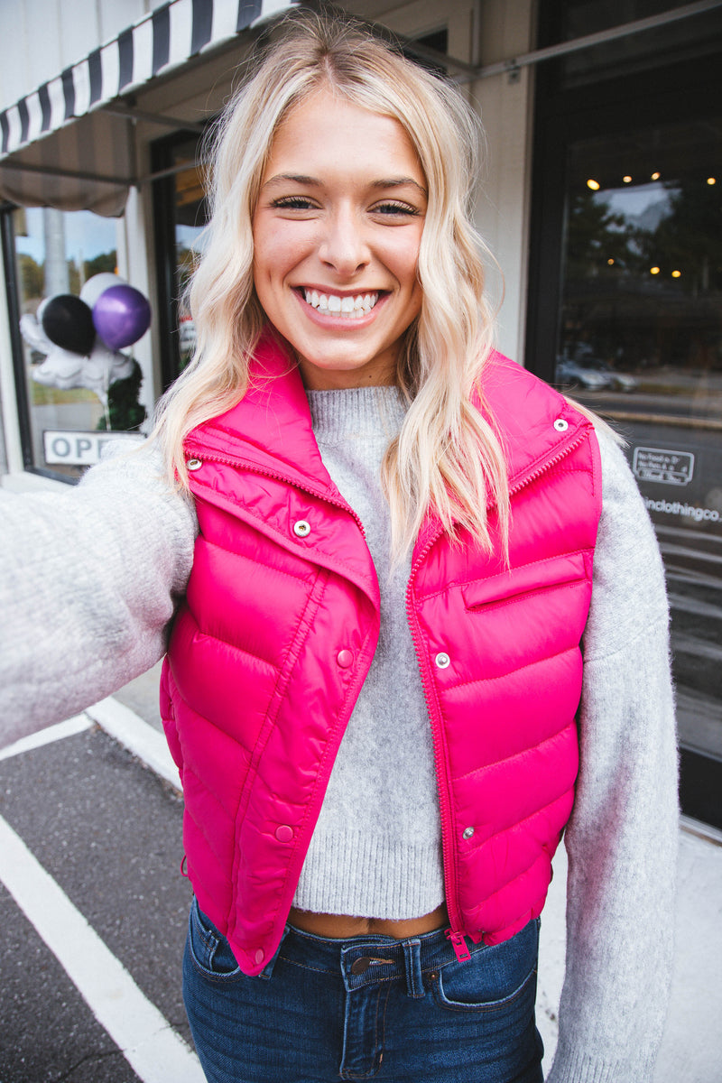 Perdita Puff Vest, Fuchsia