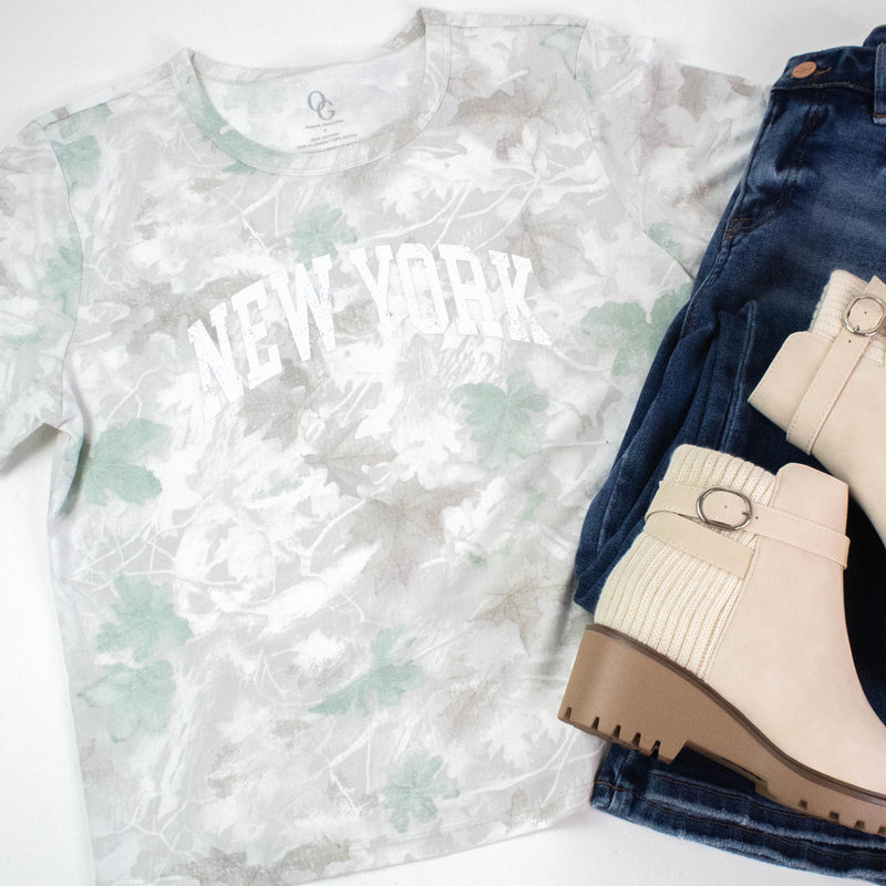 New York All Over Leaf Camo Tee, Leaf Camo