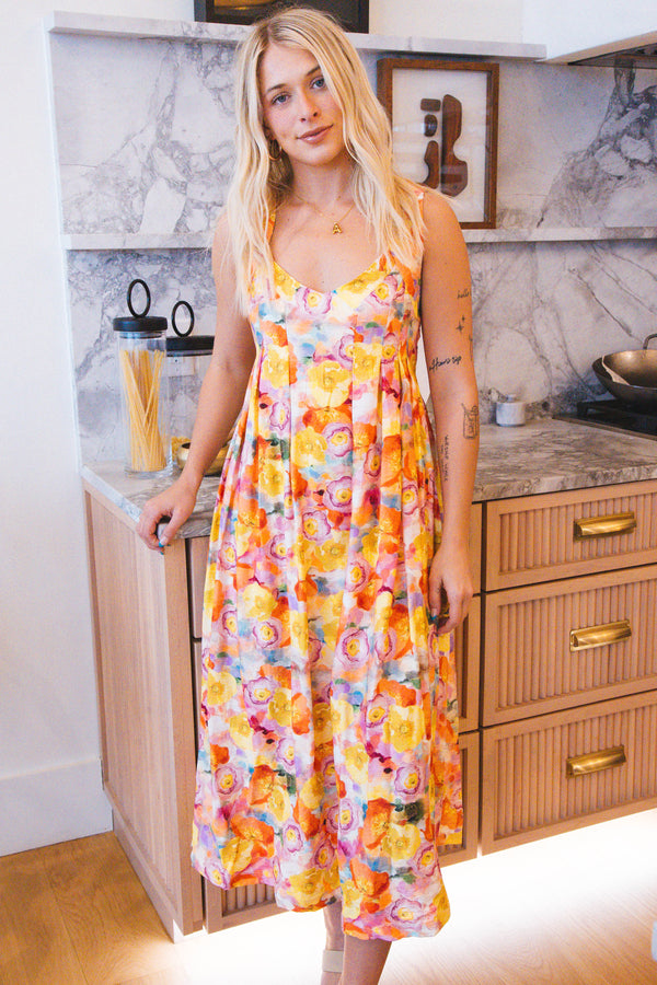 June Sleeveless Floral Maxi Dress, Multi