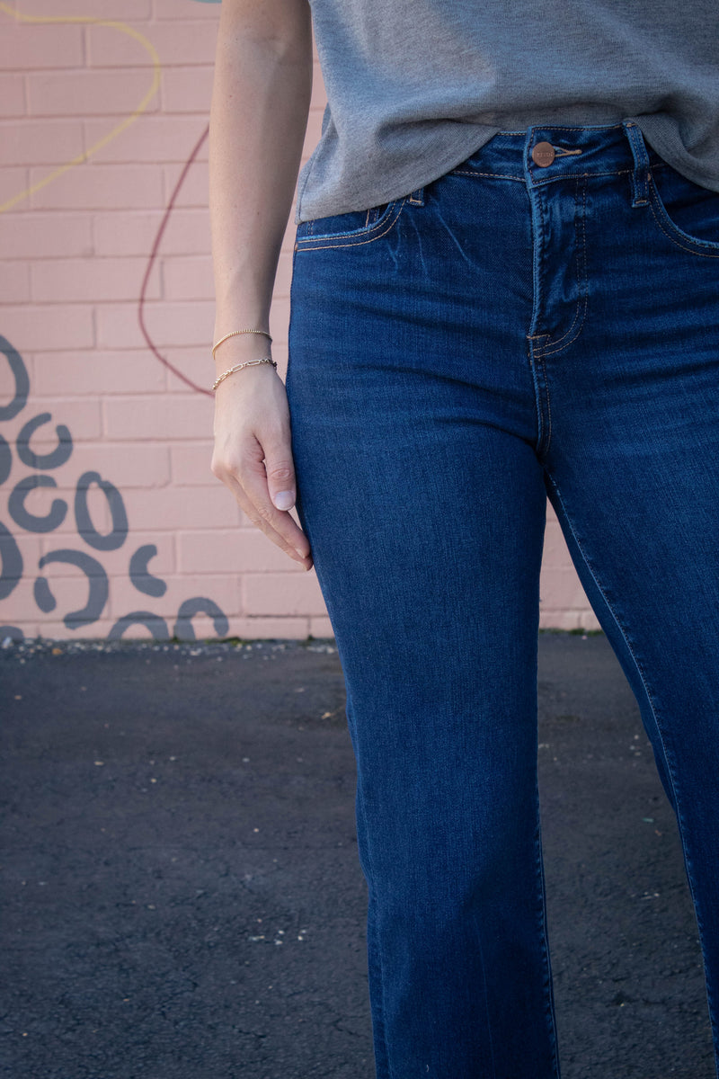 Freya High Rise Ankle Straight Jeans, Dark