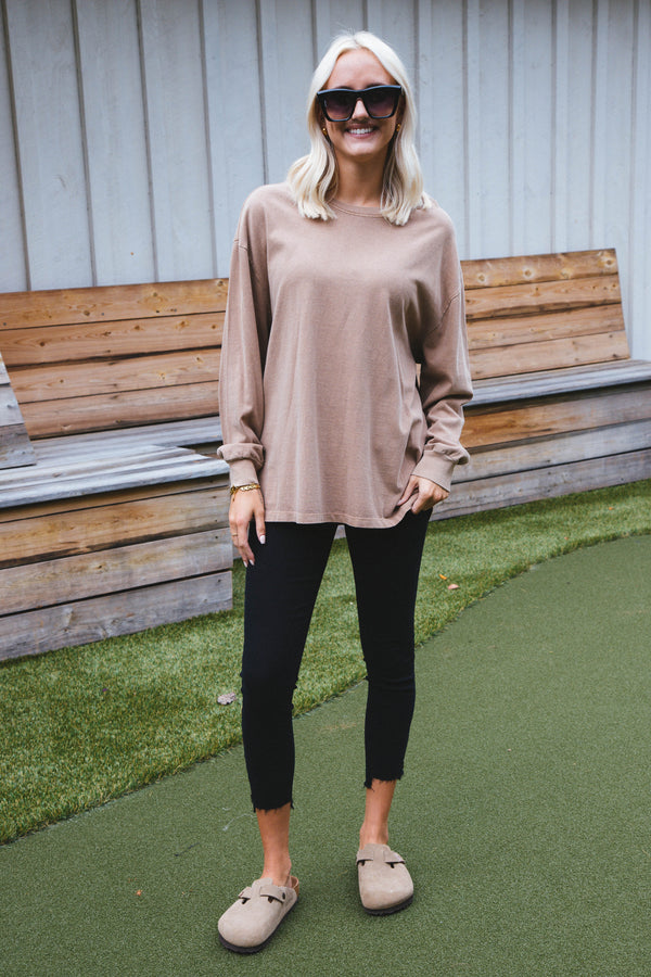 Orla Oversized Tee, Pale Brown