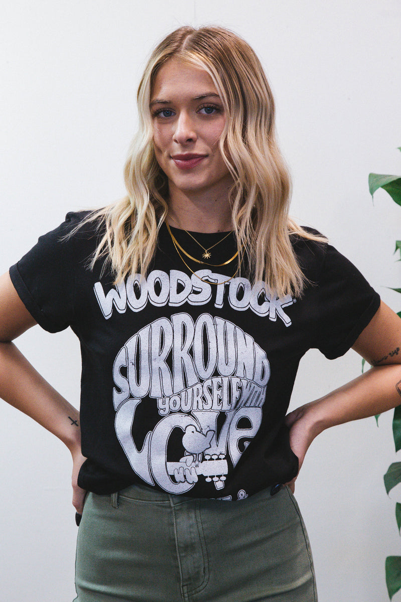Woodstock Love Graphic Tee, Black | Recycled Karma