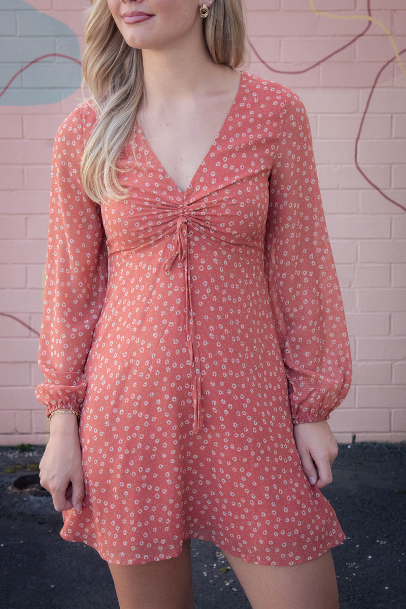 Suri Ditsy Floral Mini Dress, Orange Floral S / Orange Floral Suri Ditsy Floral Mini Dress, Orange Floral S / Orange Floral
