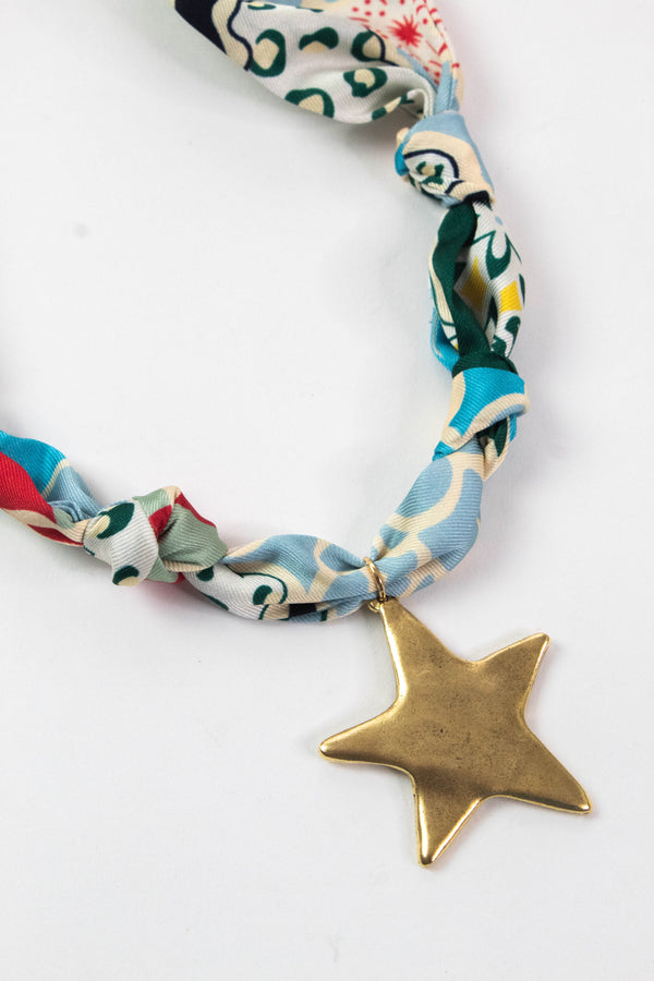 Nantucket Artisan Star Scarf Necklace, Blue/Sage | Nora James Jewelry