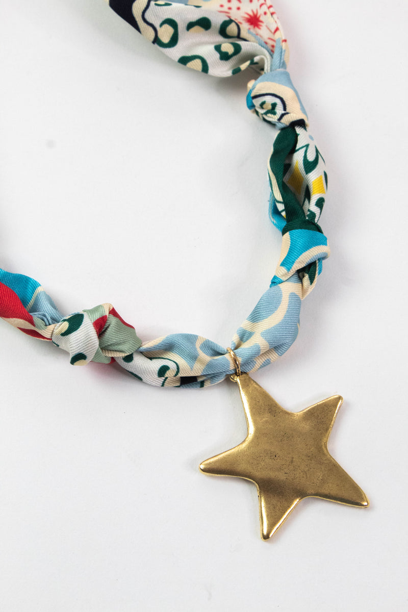 Nantucket Artisan Star Scarf Necklace, Blue/Sage | Nora James Jewelry