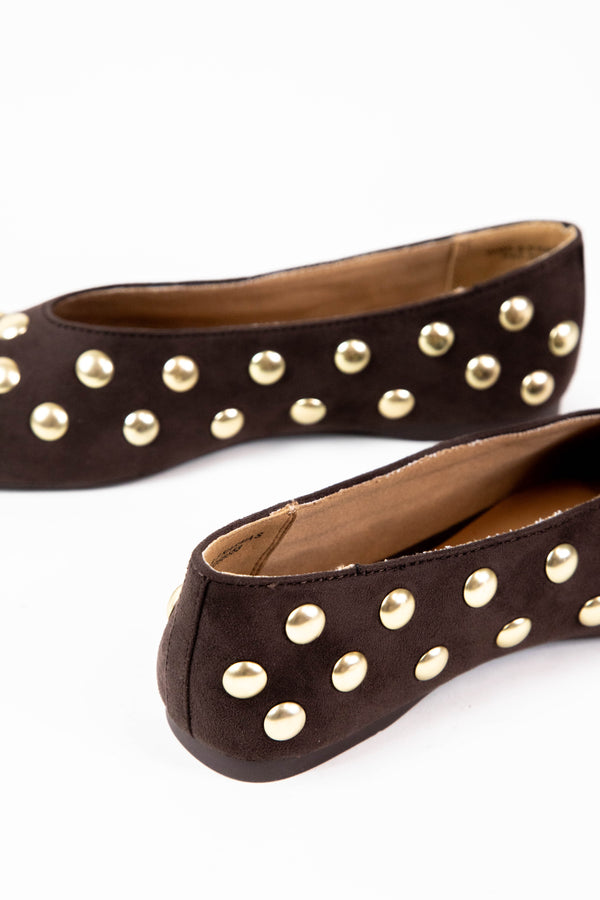 Karma Faux Suede Studded Flat, Brown | DV by Dolce Vita