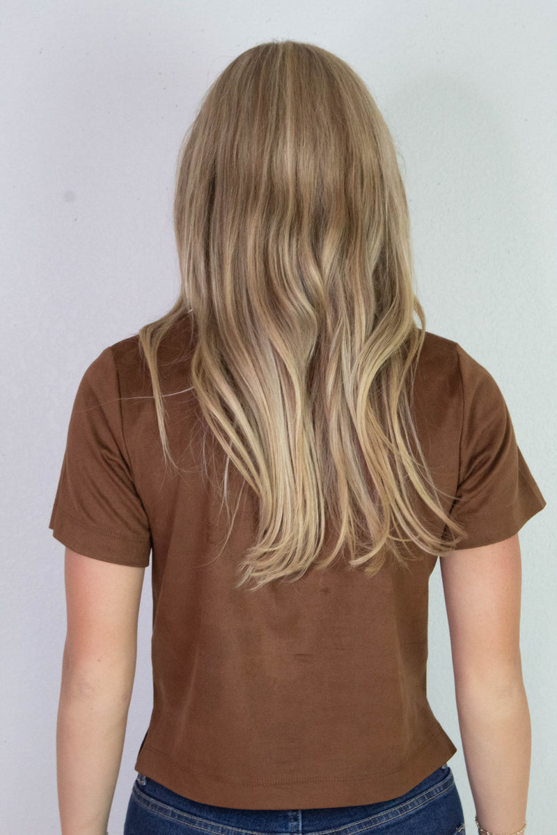 Ezra Faux Suede Top, Chicory Coffee | Steve Madden