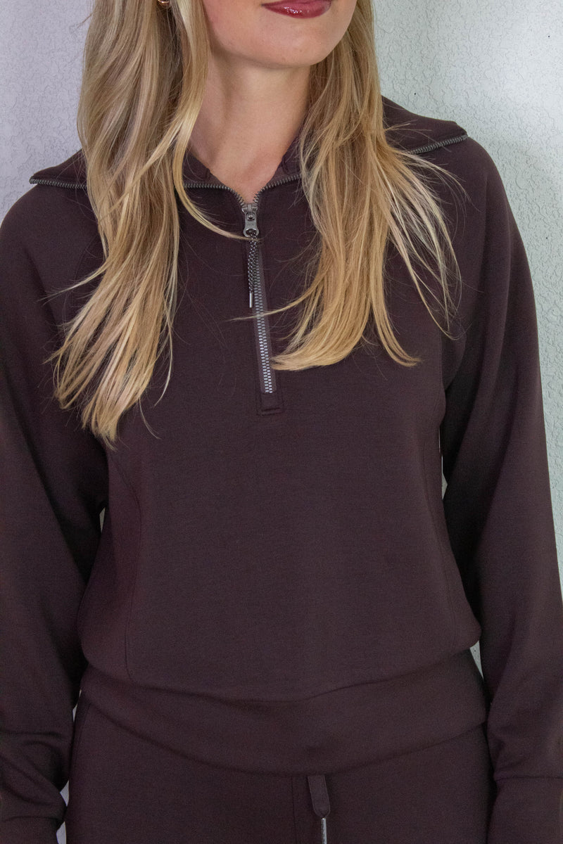 Airessentials Half Zip Sweatshirt, Truffle Brown | SPANX