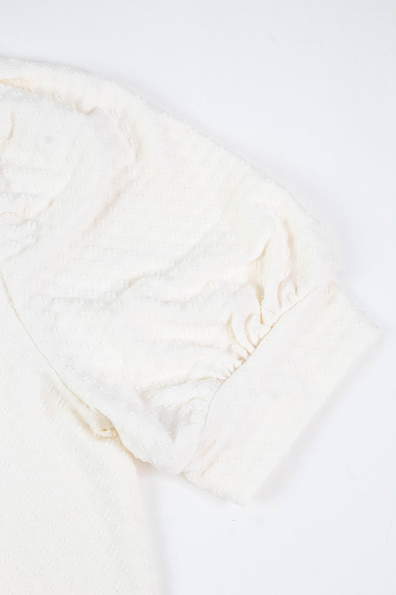 Esther Textured Lace Trim Top, Off White