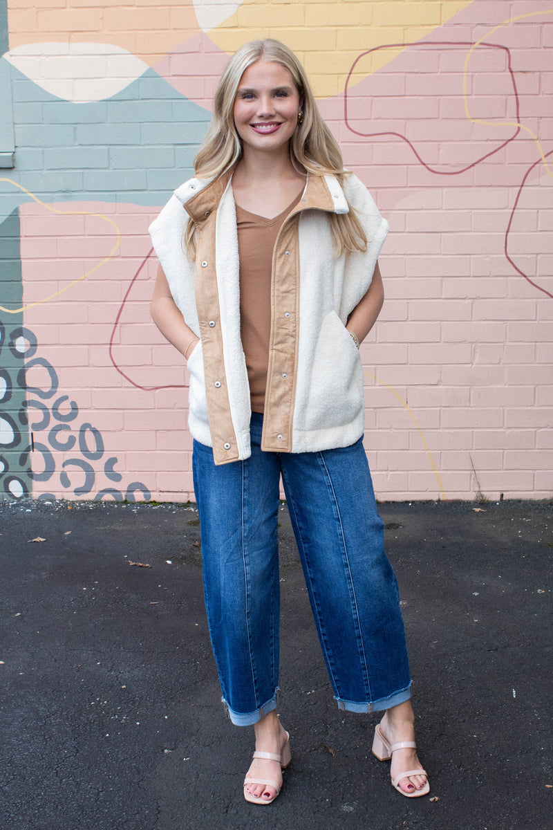 Maren High Rise Barrel Cuffed Jeans, Dark