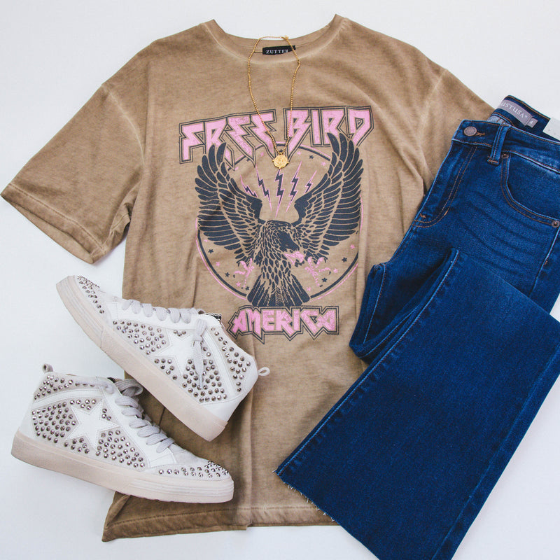 Free Bird America Graphic Tee, Taupe