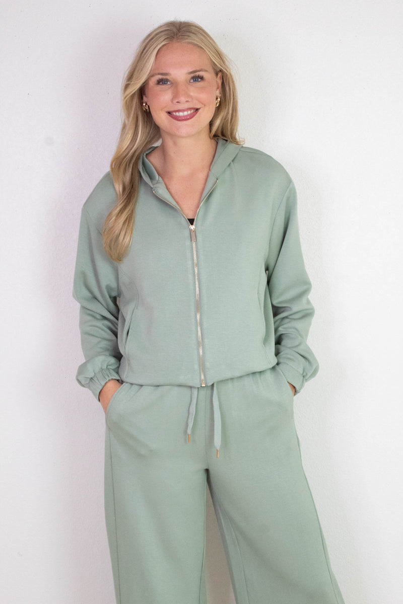 Gianna Wide Leg Pants, Sage Green