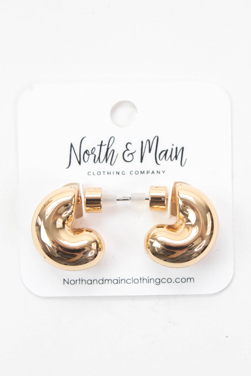 Gwen Rounded Huggie Hoop Earring, Gold
