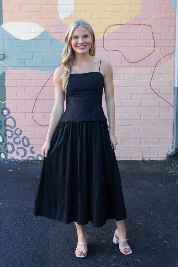 Celeste Corset Lined Strapless Dress, Black