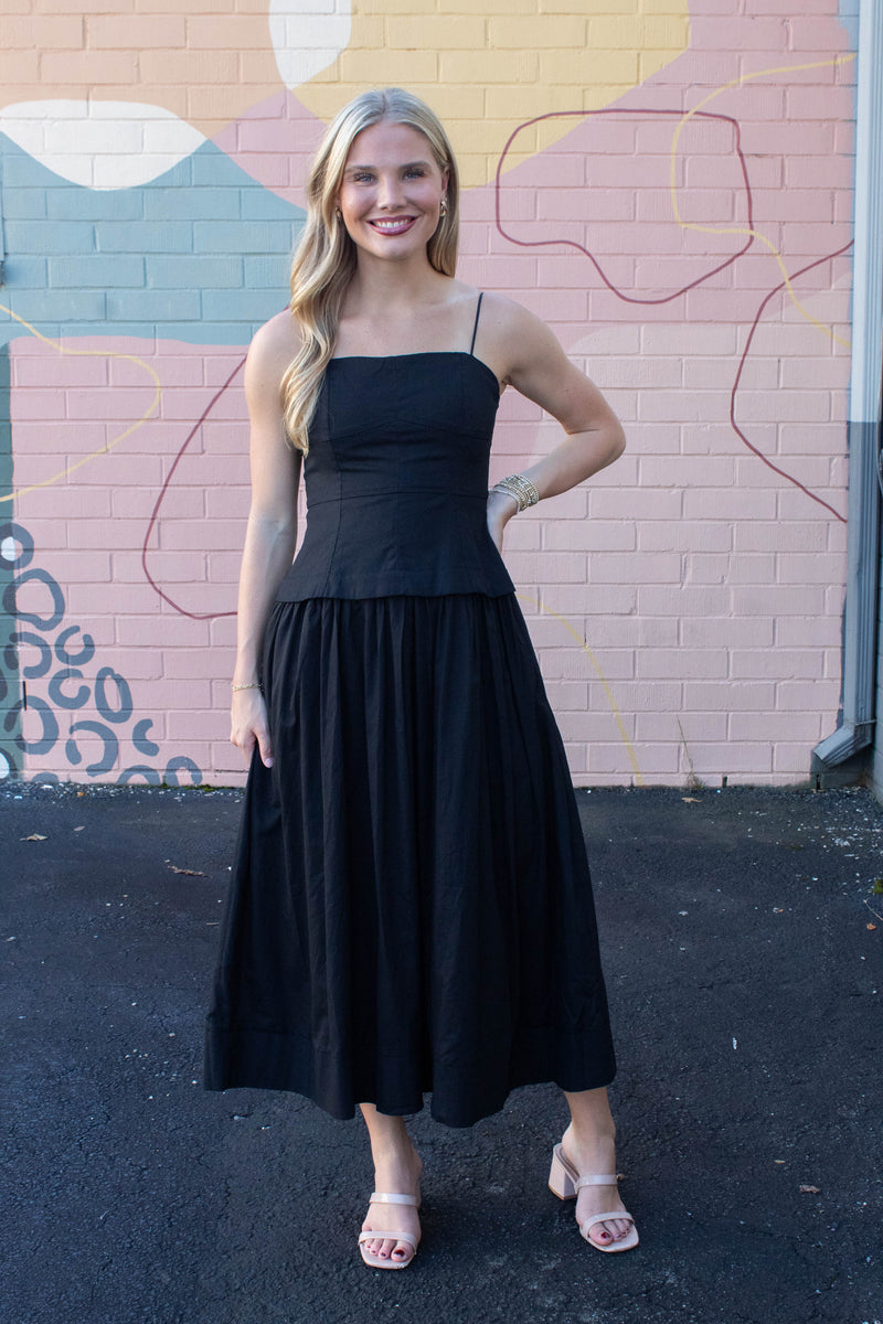 Celeste Corset Lined Strapless Dress, Black