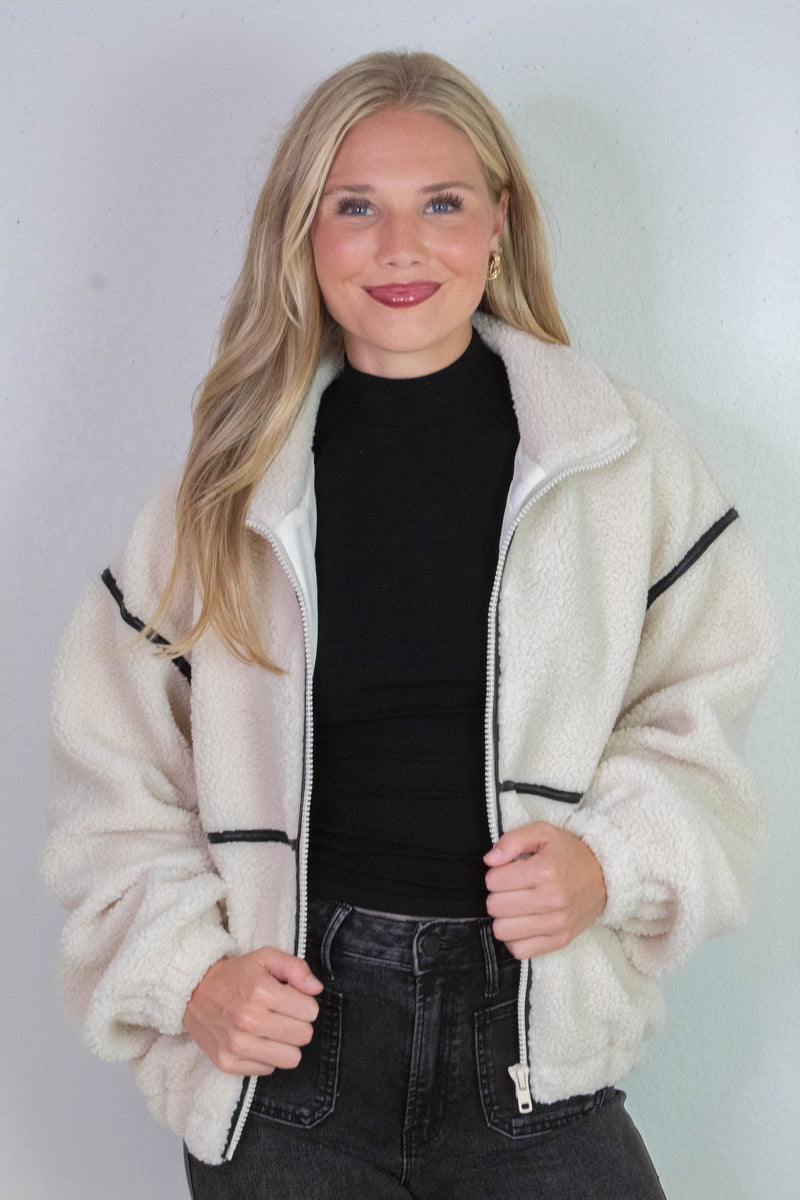 Hannah Sherpa Jacket, Cream