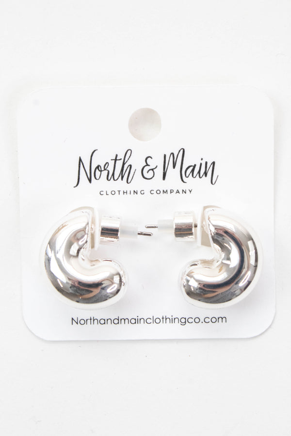Gwen Rounded Huggie Hoop Earring, Silver