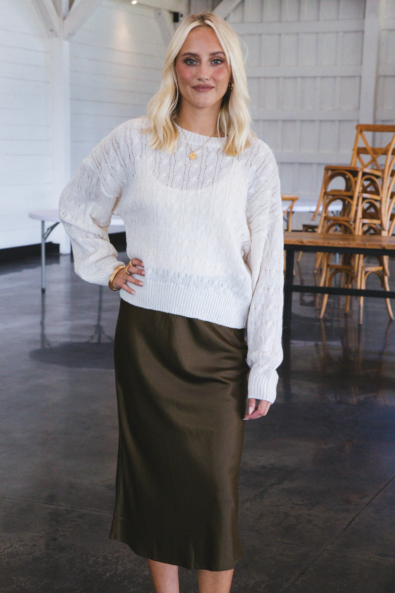 Everyday Midi Satin Skirt, Fatigue | Sanctuary