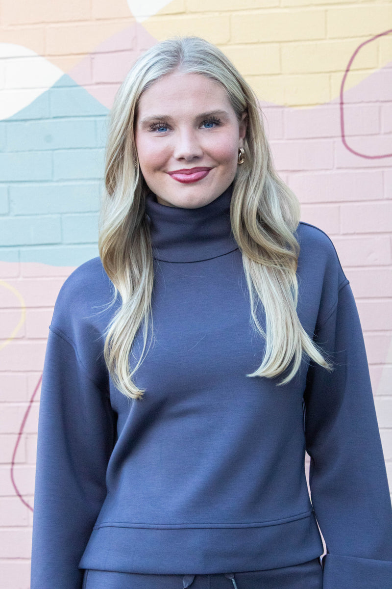 Airessentials Cropped Turtleneck Top, Storm | SPANX