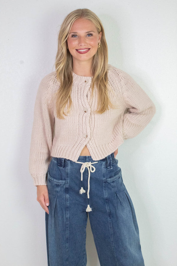 Dance More Buttoned Cardigan, Blush | Sadie & Sage