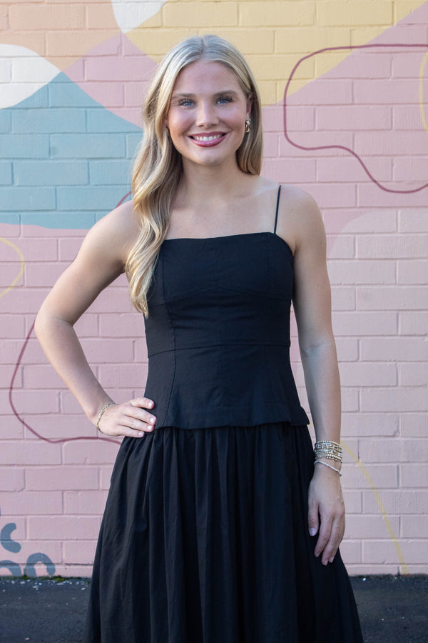 Celeste Corset Lined Strapless Dress, Black