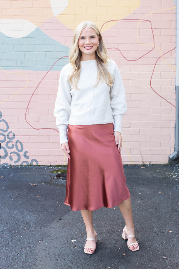 Emersyn Seam Front Sweater, Cream