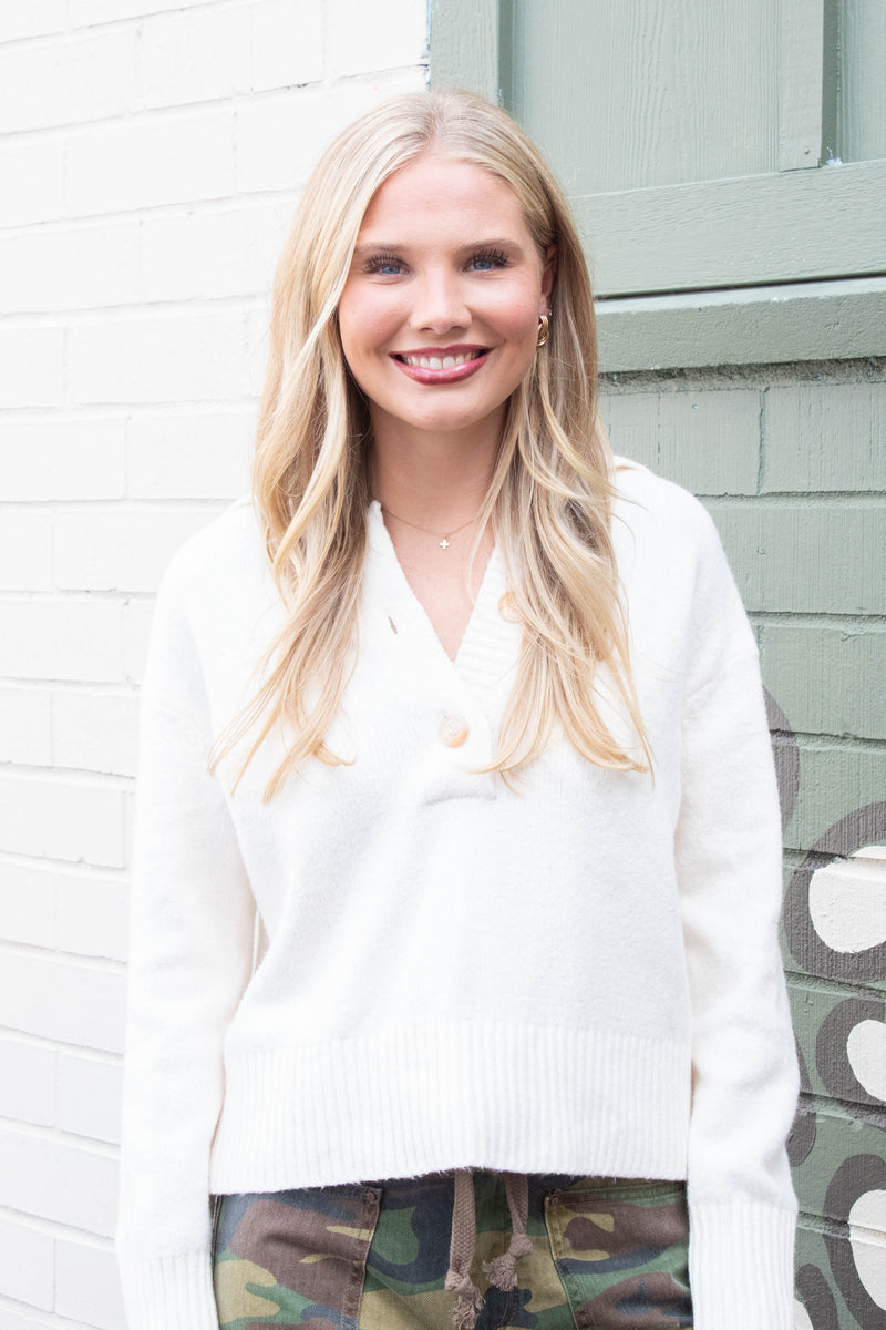 Trading Up Polo Sweater, Ivory | Free People