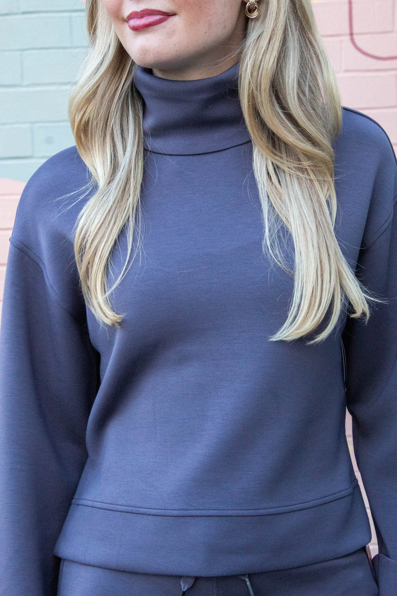 Airessentials Cropped Turtleneck Top, Storm | SPANX