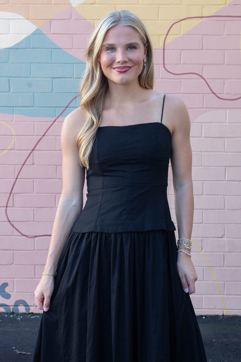 Celeste Corset Lined Strapless Dress, Black