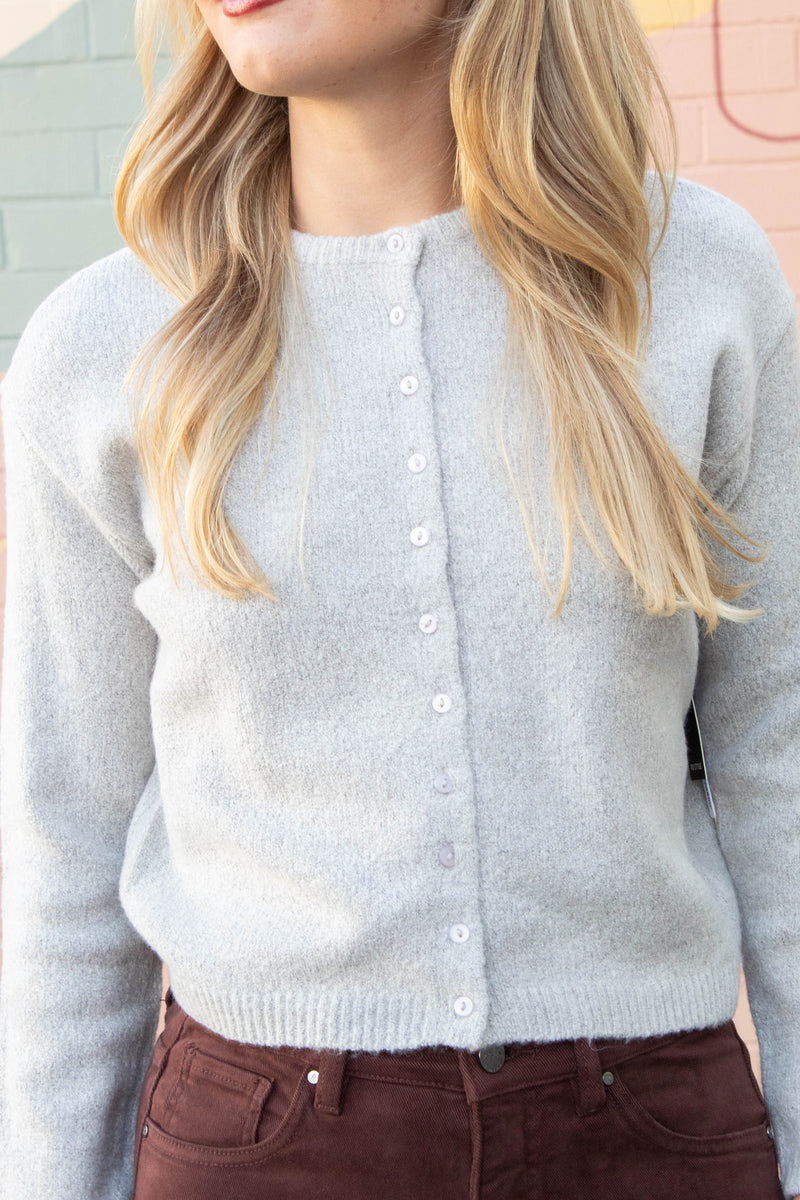 Zhongli Crewneck Cardigan, Greige Twist | RD Style
