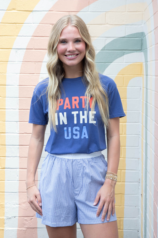 Party in the USA Boyfriend Tee, Yacht Blue | Z Supply