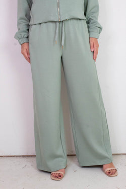 Gianna Wide Leg Pants, Sage Green