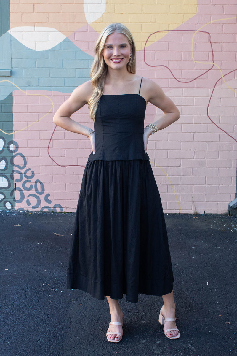 Celeste Corset Lined Strapless Dress, Black