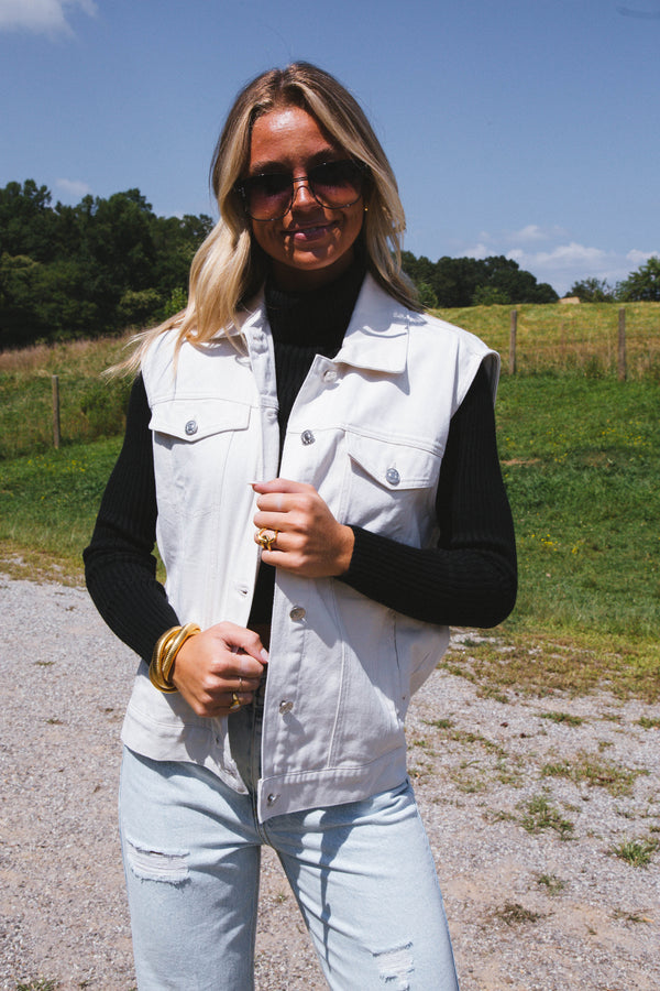 Ashby Denim Vest, Stone
