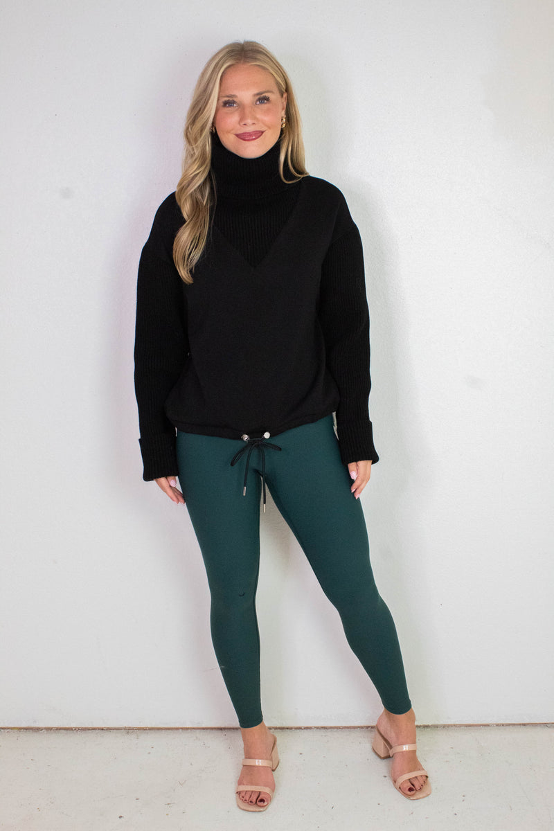 Jovie Soft Knit Ribbed Detail Sweater, Black | RD Style
