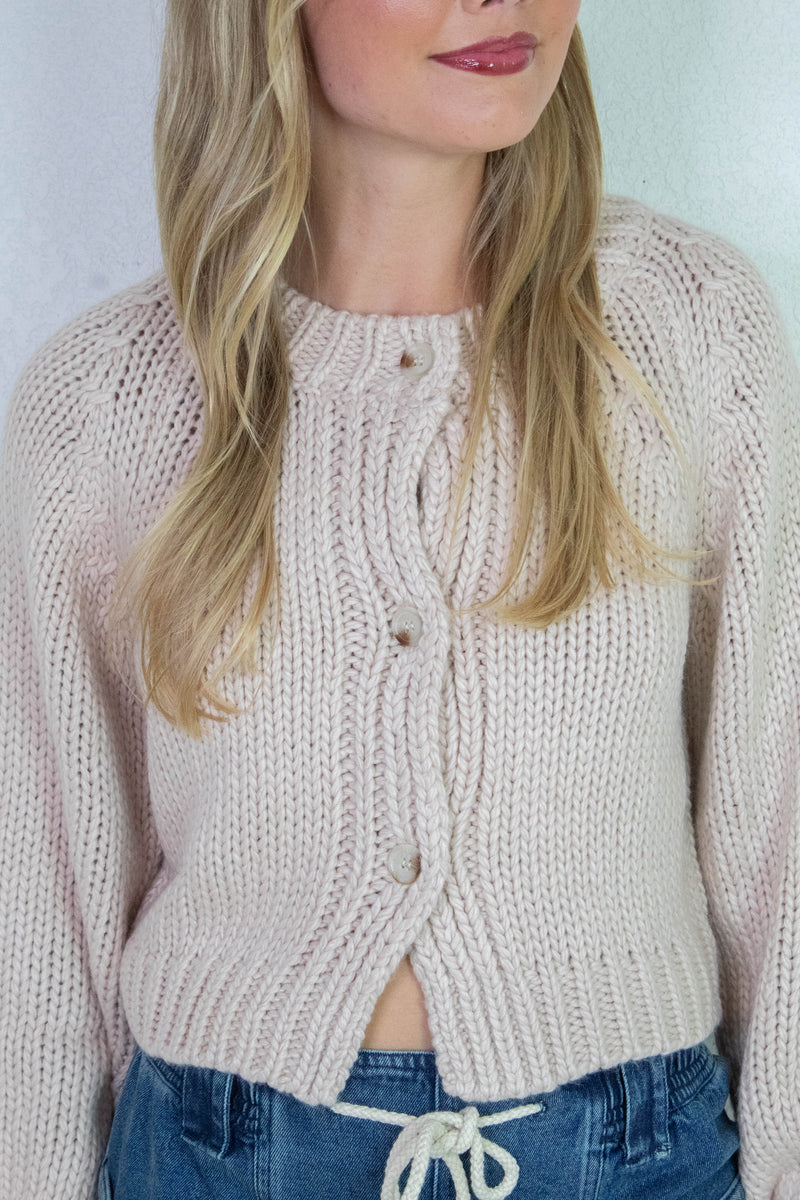 Dance More Buttoned Cardigan, Blush | Sadie & Sage
