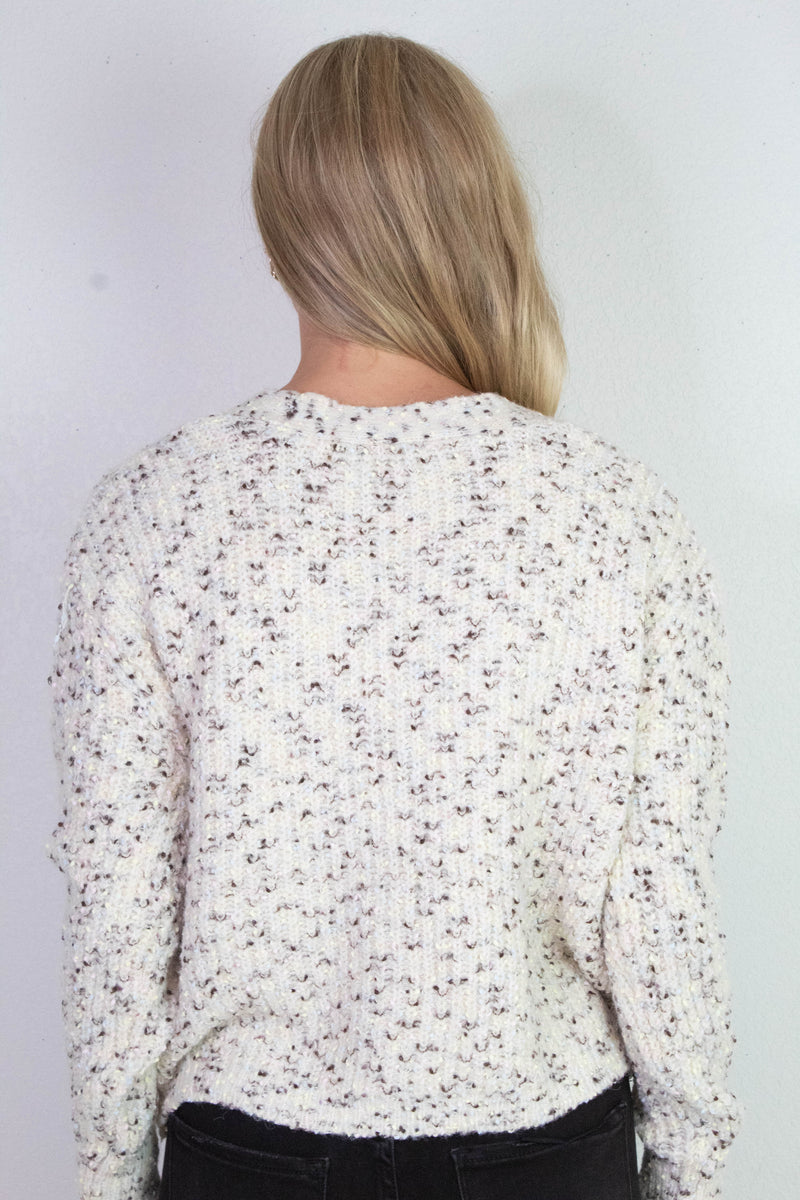 Nedi V-Neck Cardigan, Cream Fleck | RD Style