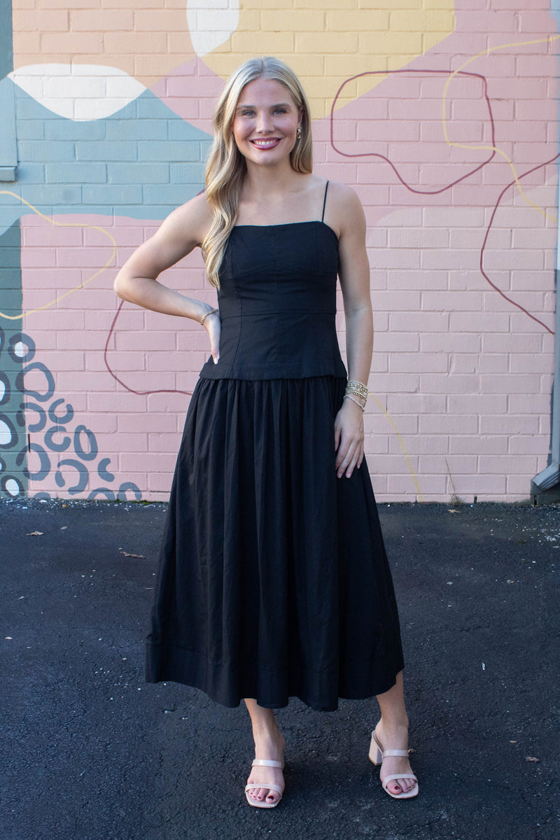 Celeste Corset Lined Strapless Dress, Black